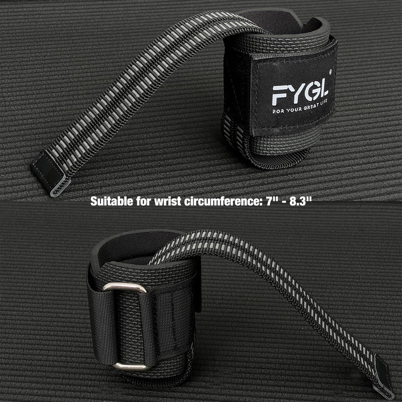 FYGL Lifting-Straps - Neoprene Padded Wrist-Wraps with Nylon Dura Grip
