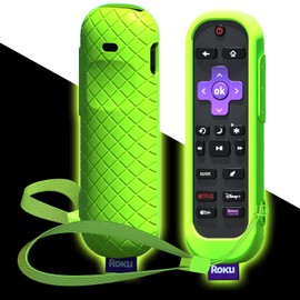 Cover for Roku Voice Remote Pro (2nd Edition), Case Compatible with Hisense TV Controller, Silicone Sleeve for TCL Smart TV Control Holder Glow in The Dark Green