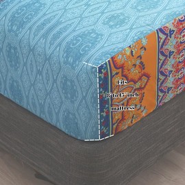 Sábana bajera estilo bohemio, tamaño individual, de 15 pulgadas de profundidad, de microfibra resistente a las arrugas, funda de colchón elástica para todas las estaciones con diseño floral artístico