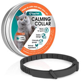 Trail Tail Calming Collar for Cats, Pheromone Collar for Cat Anxiety Relief,60 Days Adjustable Waterproof TPE, Cat Calming Collars Helps Calm During Loud Noises and Separation (Black, 1 Pack)