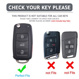 Cacacar Para Vw Key Fob Cover, Premium Soft Tpu 360 Degree Protection Key Case Para Volkswagen Jetta Golf Polo Mk6 Passat Tiguan Beetle Remote Key Holder () Talla A Negro