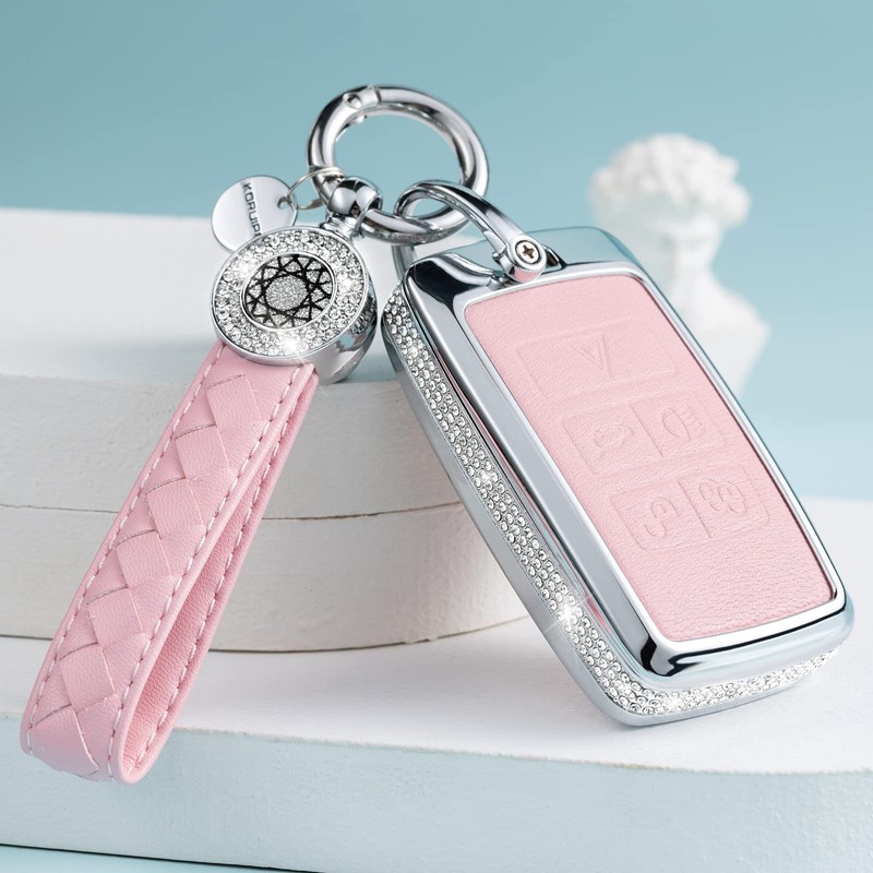 SHANGHONG for Land Rover Key Fob Cover with Keychain, Model2-pink,