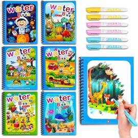 Water Coloring Books for Toddlers, Water Painting Book for Toddlers, Paint with Water Books for 3-5, Water Doodle Book Toys, Travel Toys for Toddlers, Toddler Travel Toys (6 Pack)