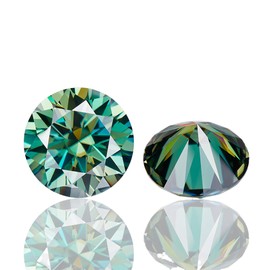 Green Moissanite Loose Stone Lab-Created Gemstone VVS1 Clarity 3Excellent Round Cut for Jewelry Making with GRA Certificate (Round Cut, 6.5mm, 1.0ct)