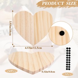 Unfinished Wood Coasters, 4 Inch Blank Wooden Coasters with 100 Pcs Drinks Mats Cup Pads, Thick Love Shaped Non-Slip Table Protection for Drinks, Crafts, DIY Painting Indoor Outdoor (24)