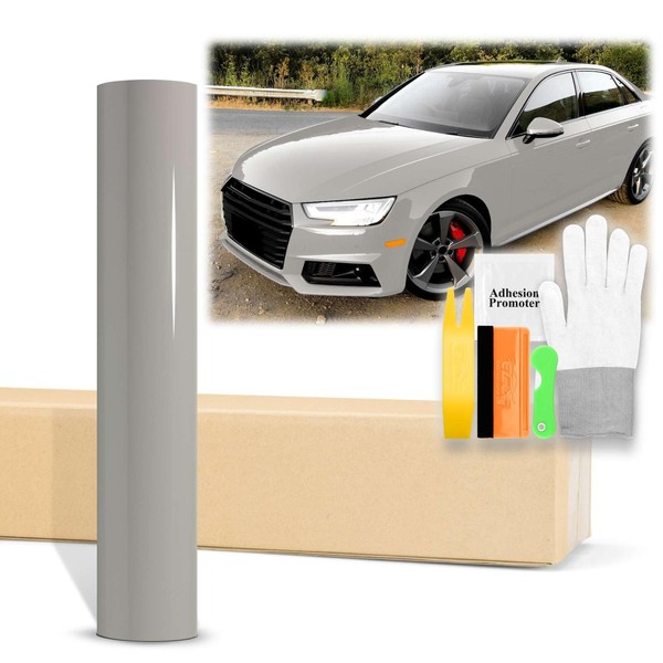 60"x120" (5FTx10FT) High Gloss Shark Gray Glossy Vinyl Wrap Auto