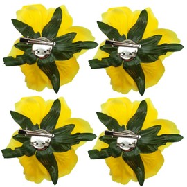 Sanrich 4pcs/pack Mexican Hair Flowers Fabric Rose Hair Flowers Clips Hairpin Brooch Headpieces (yellow)