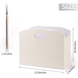 EZDeco Magazine Holder Foldable Magazine Rack Floor PU Leather File Holder Newspaper Book Storage Basket Document File Folder Organizer for Office Home (Off-white-2)