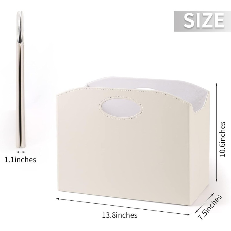 EZDeco Magazine Holder Foldable Magazine Rack Floor PU Leather File