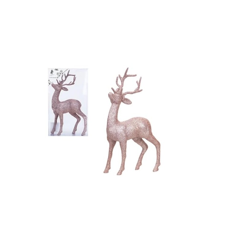 Toyland Glitter Reindeer Rose Gold 26cm