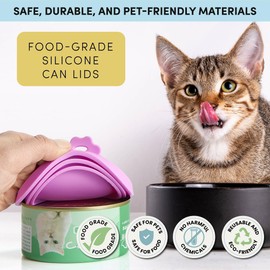 Cat Food Can Covers Lids - Universal Size Can Lid - Cat Food Top - Dog Food Can Covers Lids - Cat Food Lid Covers - Cat Can Lids - Silicone Can Cover - Can Cap - 4 Piece Set - Pastel Meadow