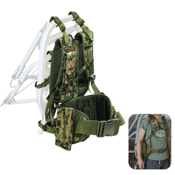 Treerit Tree Stand Backpack Straps, Padded Tree Stand Carry Straps with 8 Connection Strap & 3 Pockets, Lightweight & Quiet Tree Stand Accessories for Hunting, Universal Treestand Carrier