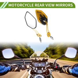 HOPESPANNER Universal Motorcycle Rear View Mirrors Adjustable Side Rearview Mirror Aluminum Alloy Plastic 1set Black Gold Tone M8/M10 Polygonal Shape