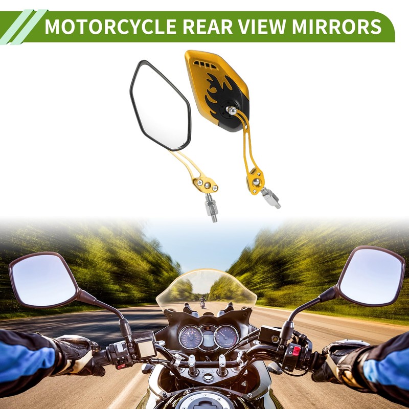 HOPESPANNER Universal Motorcycle Rear View Mirrors Adjustable Side Rearview Mirror