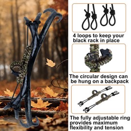 Mofuiry 1 Pack Deer Call Silencer Black Rack Rattling Antlers Silencer Rattling Deer Antlers Silent Carry Harness for Deer Hunting, No More Clanking, Elastic Paracord with Four Loop Design, Army Green
