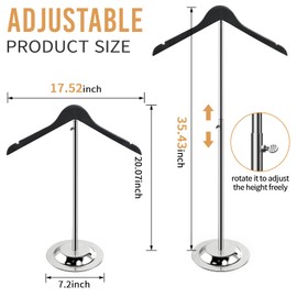 Fumingpal 20-35 Inch Height Adjustable Shirt Display Stand, T Shirt Display Stand for Vendors, Shirt Rack for Clothing Dress Garment Coat Retail (Wooden-black, 2 Pcs)