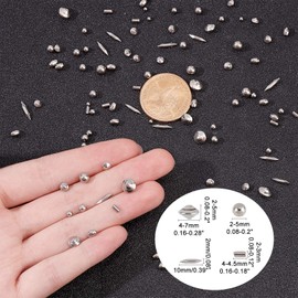 SUPERFINDINGS 1pound 4 Shapes Stainless Steel Polished Beads Tumbling Media Pins Burnishing Media Shot for Rust Removal,Rough Polishing,Precsion Polishing,Jewelry Polishing