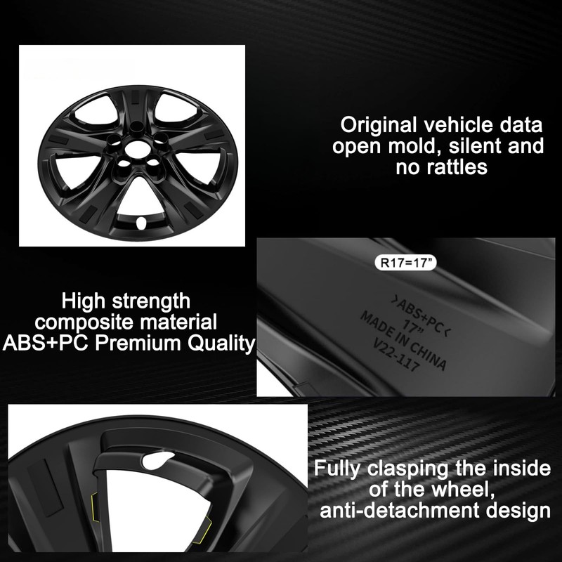 Glossy Black Wheel Skins Compatible with 2019-2024 Toyota RAV4/RAV4 Hybrid