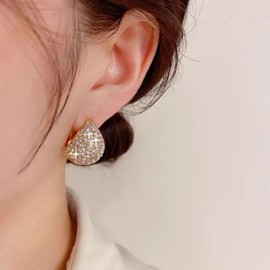 Ximdble Vintage Crystal Waterdrop Earrings Rhinestone Teardrop Earrings Boho Cz Ball Hoop Earrings Crystal Ball Drop Earrings for Women