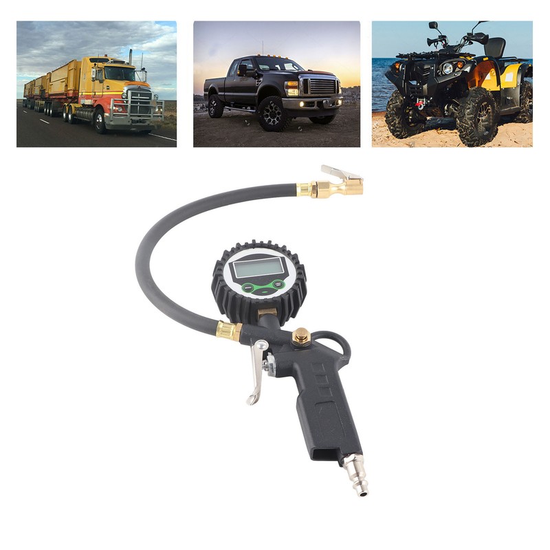 LCD Tire Inflator with Digital Pressure Gauge 1/4in NPT Quick