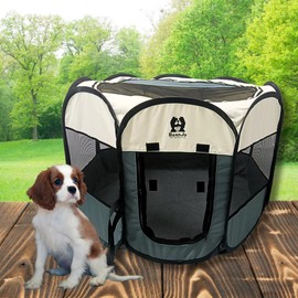 BeanJo Pet Supply Co. Foldable Portable Pet Playpen, Mesh Sides, with Carry Bag (Medium (18 * 25.5 * 25.5))