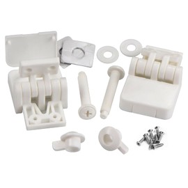 Toilet Seat Hinges Replacement Parts – White Plastic Hinge Set with Screws, Connectors, Universal Fits Most American Toilet lids,1 Pair (2Pcs- MFL15)