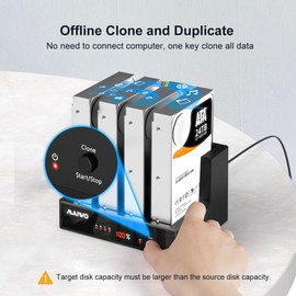 MAIWO 4 Bay Hard Drive Docking Station with Offline Cloning, External Hard Drive Duplicator for 2.5'' 3.5'' SATA SSD HDD with LED Indicator, 96TB Expansion, USB3.0/eSATA Port Connecting