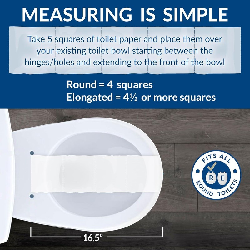 Plexon Toilet Seat with Chrome Hinges, Round, Durable Enameled Wood,
