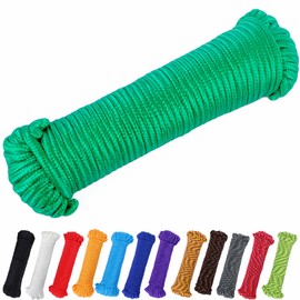 PerkHomy 90 ft 14 inch (7mm) Nylon Poly Rope Flag Pole Polypropylene Clothes Line Camping Utility Good for Tie Pull Swing Climb Knot, Green