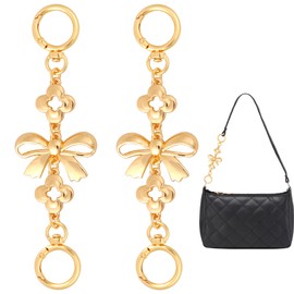 2 PCS Purse Extender Chain, Bag Extender Chains Gold Bow Metal Purse Chain Strap Purse Strap Extender 6.7 in Four Leaf Bag Extender for Handbags Purse