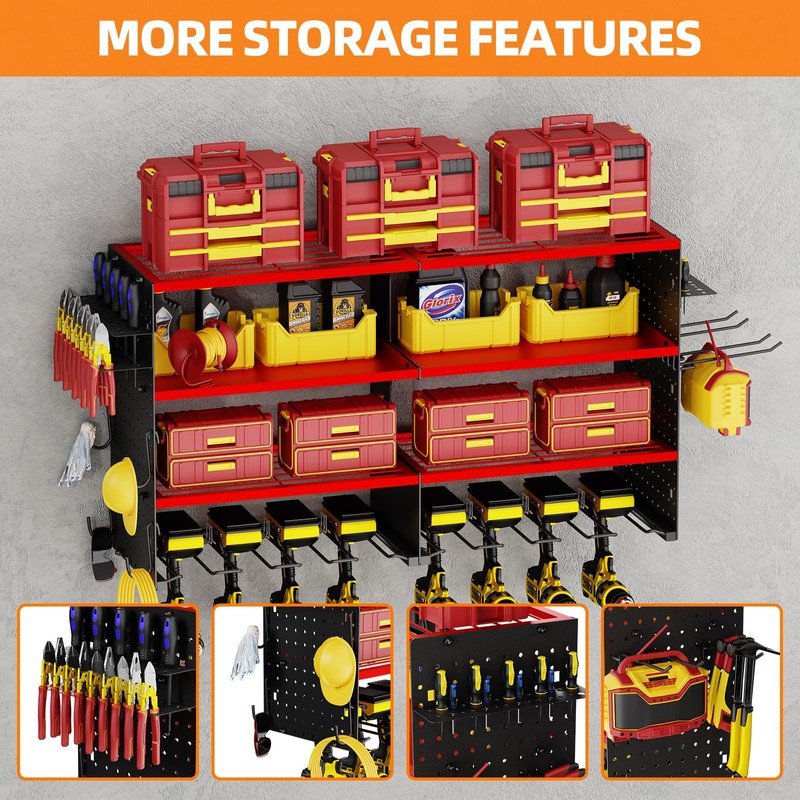 Dollate 4 Layer Power Tool Organizer Wall mount, 180Lbs Load