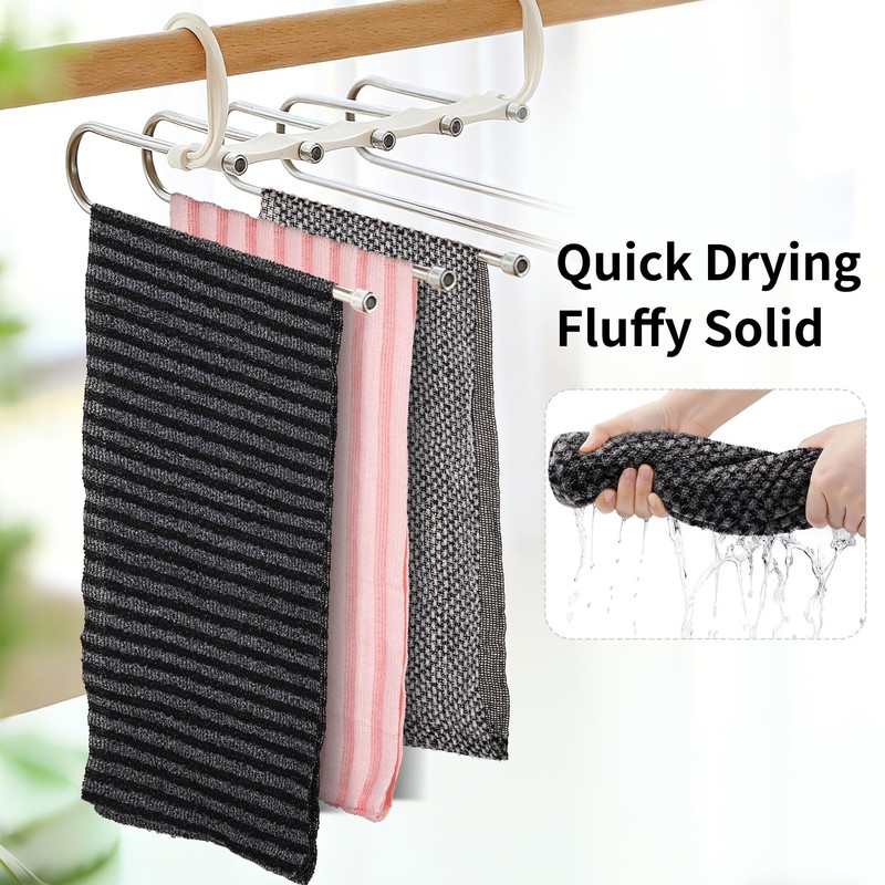 Herbbree 3Pcs Exfoliating shower towel Extra Long Japanese Towel for