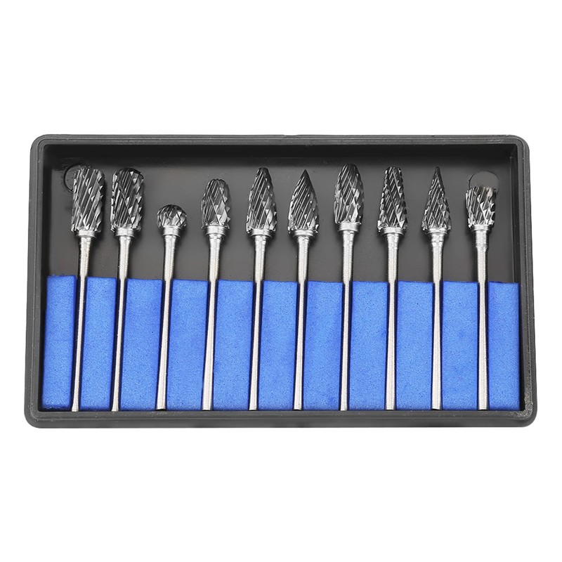 10pcs Tungsten Carbide Steel Burrs Rotary Files Metalworking Carving Tool