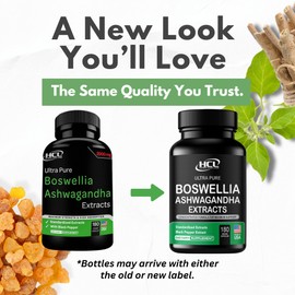 Boswellia Extract and Organic Ashwagandha Capsules 2000 mg - Strong Natural Support Pills 3 Month Supply - Consentrated Boswellia Serrata 65% Boswellic Acid with Ashwagandha Powder Supplement