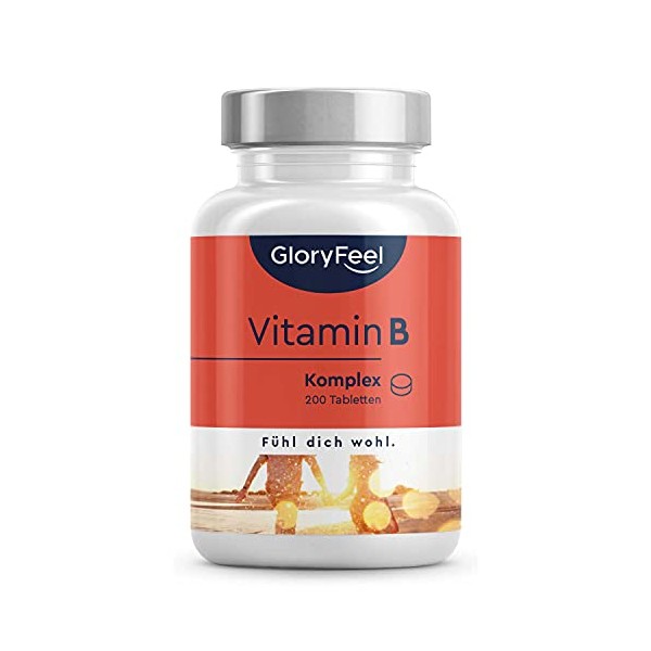 Vitamin B Komplex Forte - 200 vegane Tabletten (7 Monate) - Alle 8 B-Vitamine in 1 Tablette - B1, B2, B3, B5, B6, B7, B9, B12 - LaborgeprÃ¼ft & ohne unerwÃ¼nschte ZusÃ¤tze in Deutschland hergestellt