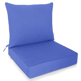 EAGLE PEAK Outdoor Deep Seat Patio Seat Cushion Set, 25 x 25 x 5 inch, 2-Piece Back Chair Cushion, Set of 1, Ocean Blue