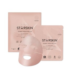 STARSKIN Silkmud - Máscara de hoja de celulosa para el cuidado de la piel coreana purificadora de arcilla rosa, 12 g de barro