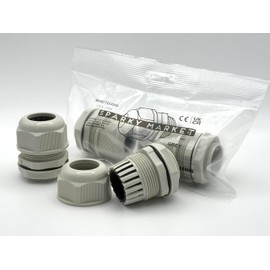 Pack of 2 M32 Grey 32mm IP68 Waterproof Nylon Cable Glands, Locknut and Washer for 18mm - 25mm Cables, Compression Stuffing Gland Connector Sparky Market