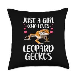 Cool Leopard Gecko For Girls Women Pet Lizard Reptile Lovers Throw Pillow