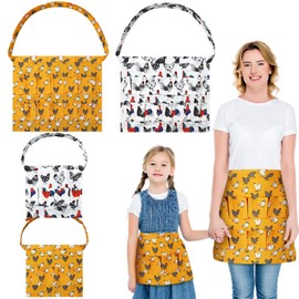 Cozypower 4 Pcs Egg Apron Egg Collecting Apron Adult 12 Pockets and Child 3 Pockets Chicken for Gathering Collecting Fresh Eggs Housewife Farmhouse Kitchen Restaurant Parent Child Activities