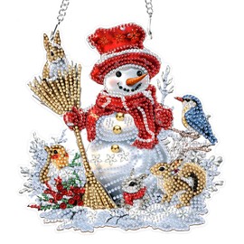 MXJSUA Christmas Snowman Special Shaped Hanging Diamond Painting Art Kits for Adults, Animals Crystal Acrylic Gem Art Pendant Ornaments Kit for Home Decor and Gift 19.2x19.8CM