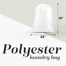Handy Laundry Polyester Bag - Locking Drawstring Closure and Machine Washable. These Bags will Fit a Laundry Basket and Strong Enough to Carry up to 1 Load. (White)