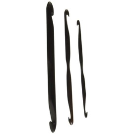 Lacis Double End Crochet Hook with Center Indent, Ebony, 3-Pack