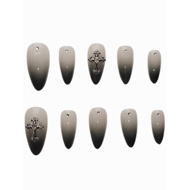 Daily ChicBlack Veil [Handmade Nail Tip] Emily Nail - Short Square / 데일리시크블랙베일 [수제네일팁] 에밀리네일 - 숏스퀘어