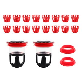 WJUAN Anti-Odour Floor Drain Pack of 2, PVC Floor Drain Filter 41 x 55 mm, 18 Filter Baskets, Odour Trap Shower, Anti-Blocking for Bathroom, Balcony, Kitchen