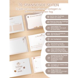 Christening Gift for Boys Girls Christening Book Memory Album My Christening Godchild Gift for Christening, Guest Book with Templates, High-Quality Christening Album with Sticker, Beautiful Gift from