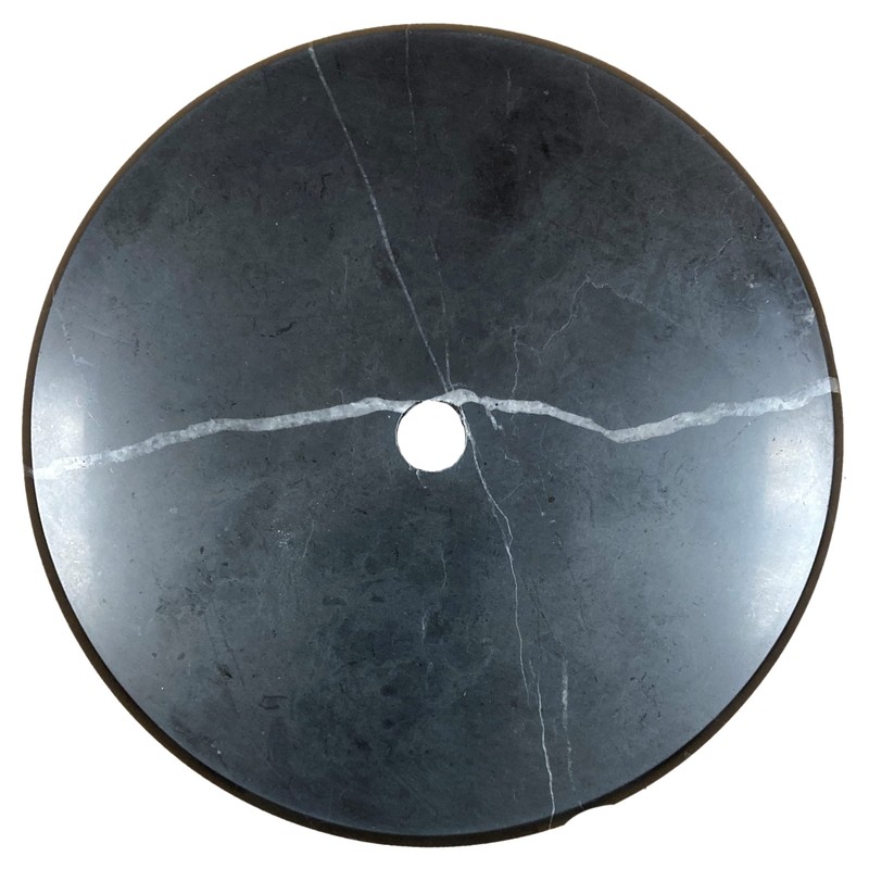 Lamp/Sculpture Base-Marble-6"-Round: Black or White (1 Pc.) (6" Marble-Round-Black-w/Cord Hole)