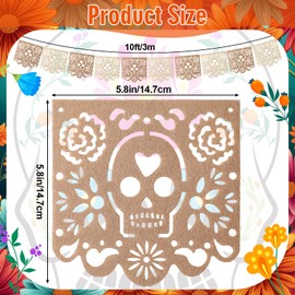SmoothNovelty 4 Pcs Mexican Party Banner, 40 Feet Fiesta Papel Picado Banner, Cinco De Mayo Dia De Los Muertos Decor, Day of The Dead Felt Hanging Garlands Mexican Birthday Party Decoration (Classic)