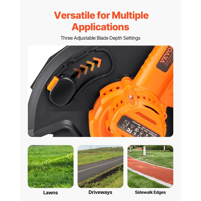 VEVOR Lawn Edger, 9-inch Large Blade, 20 V Battery Powered
