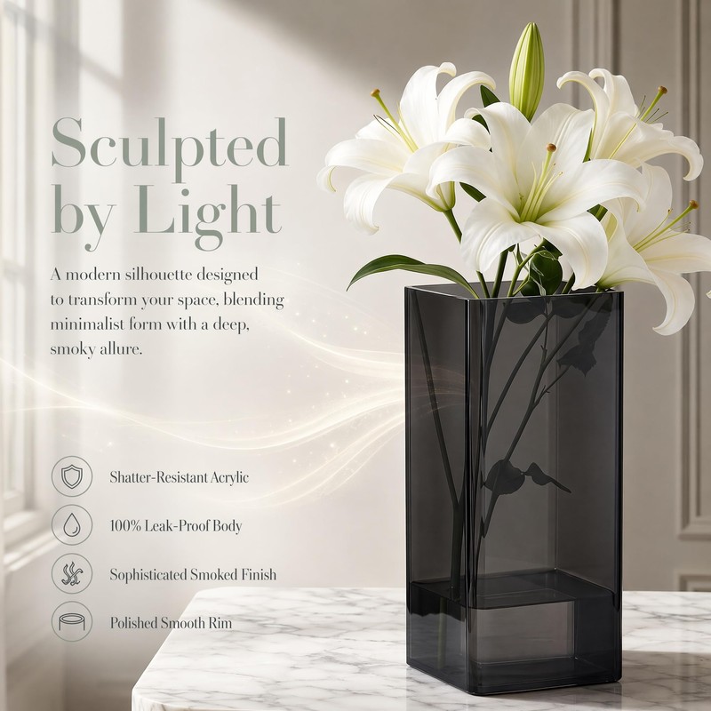 Acrylic Flower Vase, Unbreakable Square Flower Vase Plastic Vases Flowers